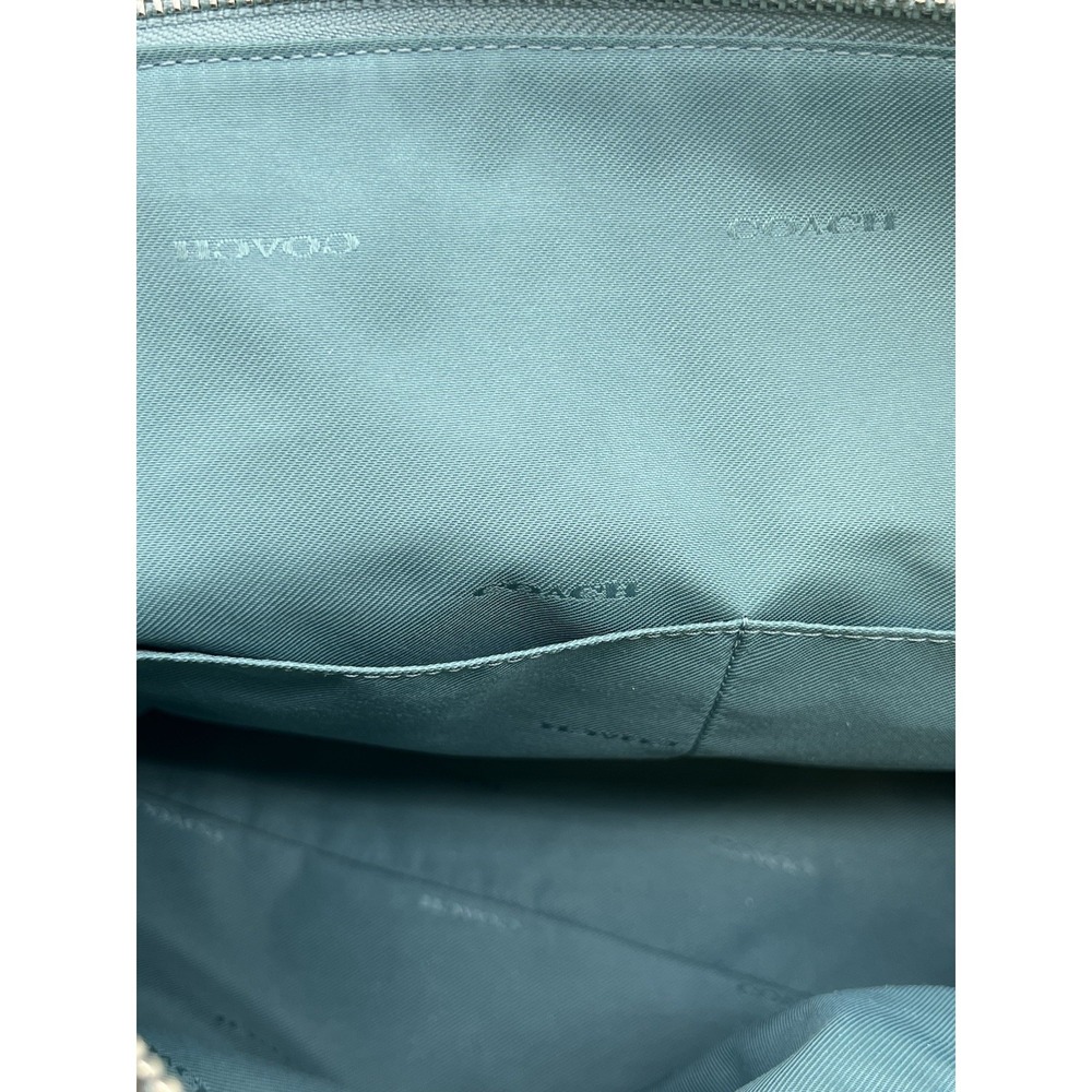 Coach Pebble Leather Taylor Tote Shoulder Bag Aqua Blue Authentic - Picture 14 of 15